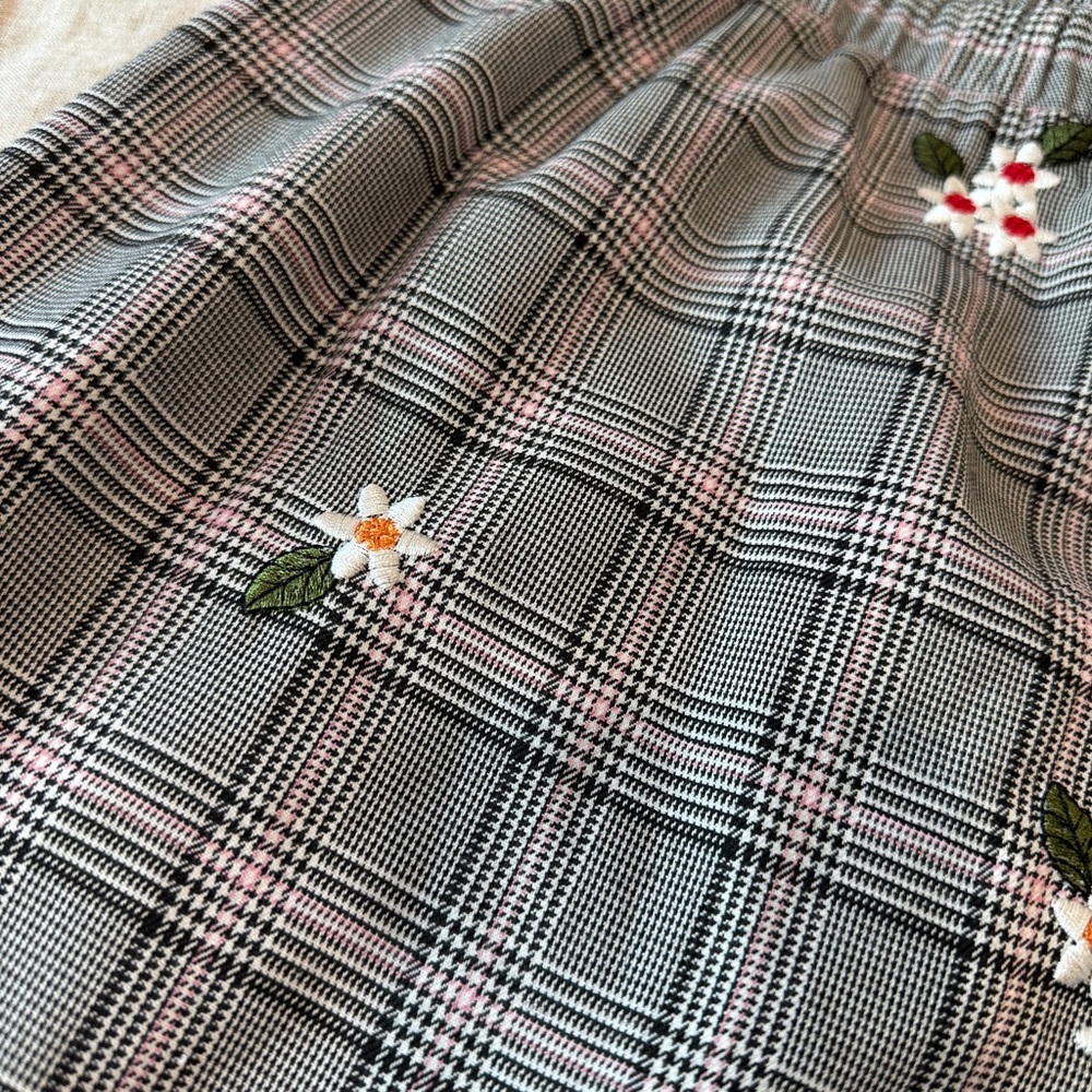 Dance & Marvel Gray Plaid Mini Skirt with Floral Embroidery - Picture 6 of 6